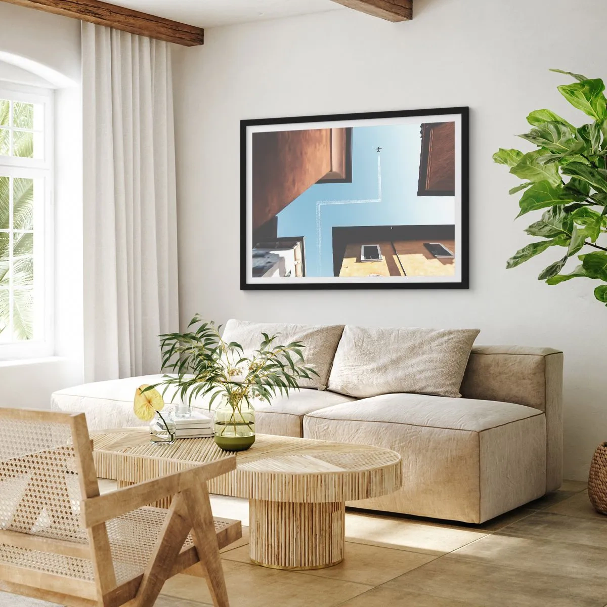 Poster în ramă neagră - Deasupra labirintului urban - 70x50 cm