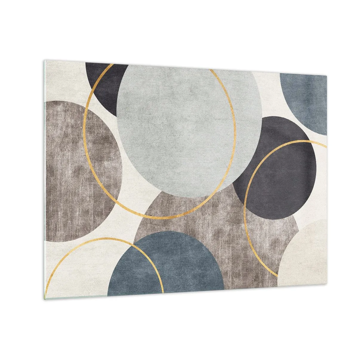 Tablou pe sticlă - O compoziție de cercuri în culori estompate - 70x50cm - Roată cu roată - Decorațiune modernă pentru perete pentru living și dormitor ARTTOR