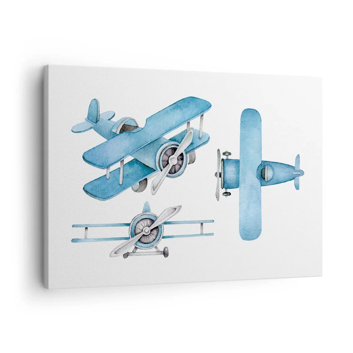 Tablou pe pânză Canvas - Avioane retro albastre - 70x50cm - Un învingător înnăscut - Decorațiune modernă pentru perete pentru living și dormitor ARTTOR