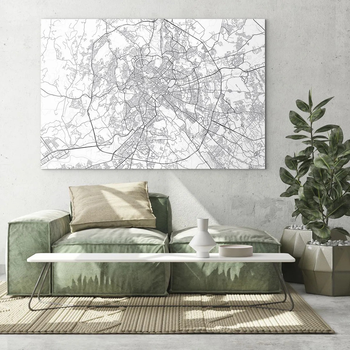 Tablou pe sticlă - Hartă a Romei cu o configurație clară a drumurilor circulare - 70x50cm - Cerc roman - Decorațiune modernă pentru perete pentru living și dormitor ARTTOR