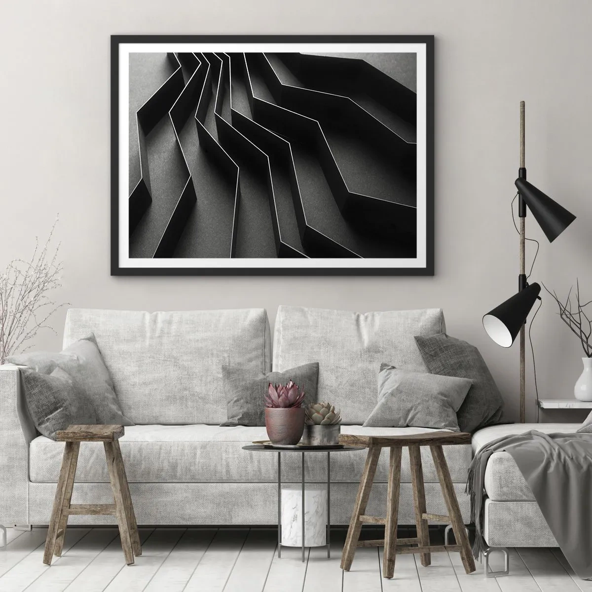 Poster în ramă neagră - Ordinea spațială - 70x50 cm