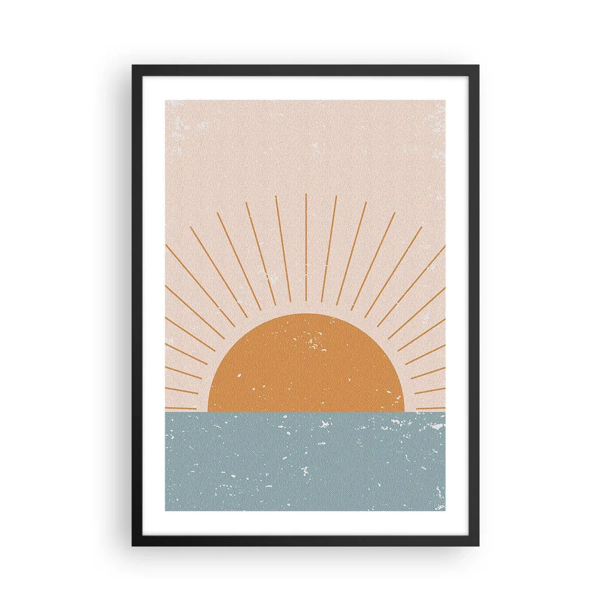 Poster în ramă neagră - Soare minimalist vintage peste orizont - 50x70cm - Un miracol zilnic - Decorațiune modernă pentru perete pentru living și dormitor ARTTOR
