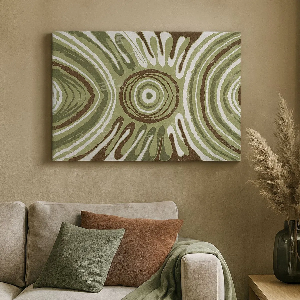 Tablou pe pânză Canvas - Modele abstracte în nuanțe de verde și maro - 70x50cm - Explozie de emoții - Decorațiune modernă pentru perete pentru living și dormitor ARTTOR