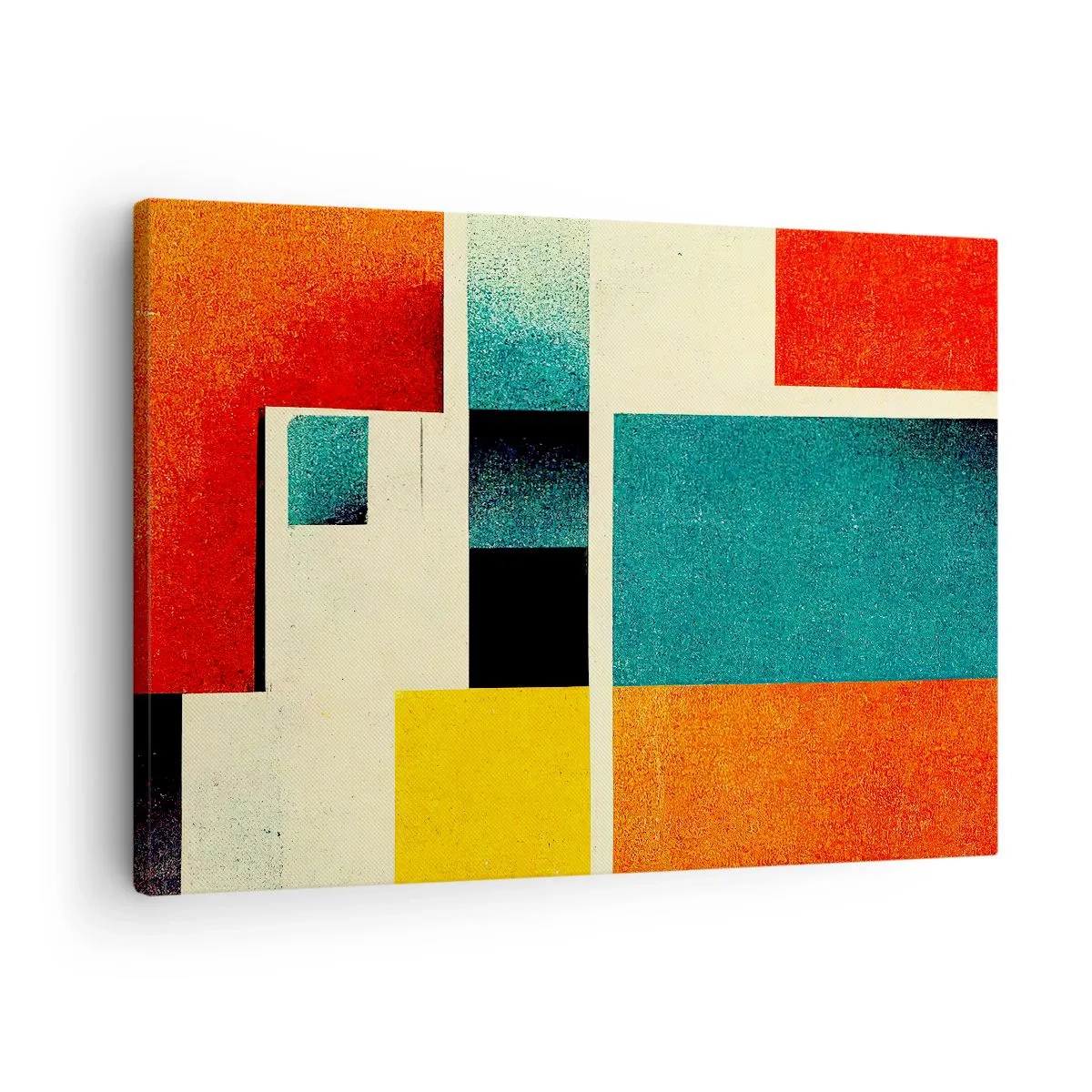 Tablou pe pânză Canvas - Abstracție geometrică cu dreptunghiuri și pătrate colorate - 70x50cm - Abstracție geometrică - energie bună - Decorațiune modernă pentru perete pentru living și dormitor ARTTOR