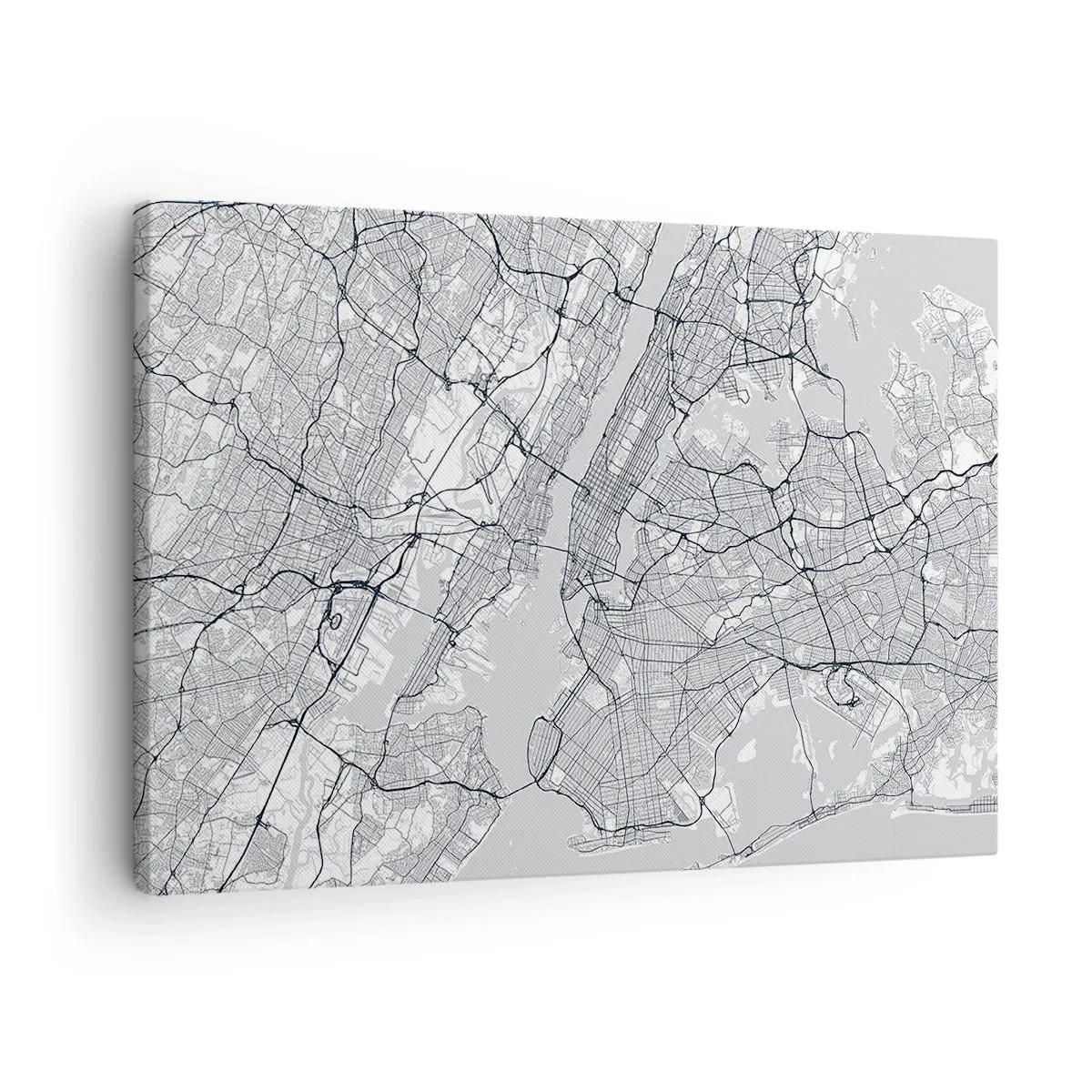 Tablou pe pânză Canvas - O hartă a orașului în stil minimalist pe fundal gri - 70x50cm - Anatomia unei metropole - Decorațiune modernă pentru perete pentru living și dormitor ARTTOR
