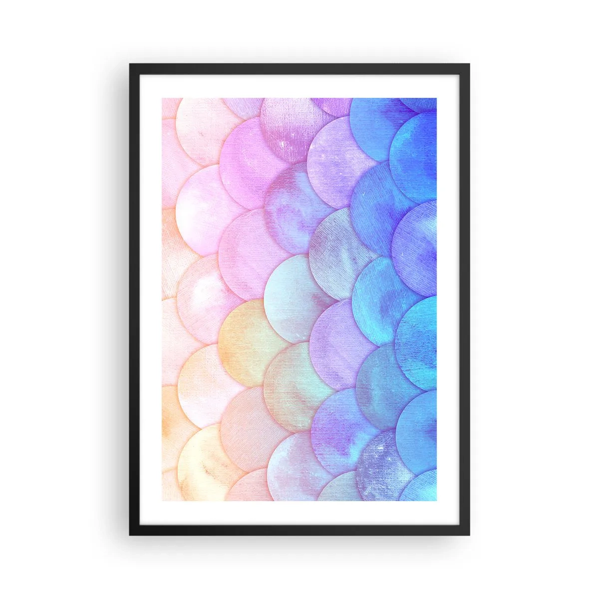 Poster în ramă neagră - O compoziție pastelată care seamănă cu solzi în nuanțe de curcubeu - 50x70cm - Coajă de perlă - Decorațiune modernă pentru perete pentru living și dormitor ARTTOR
