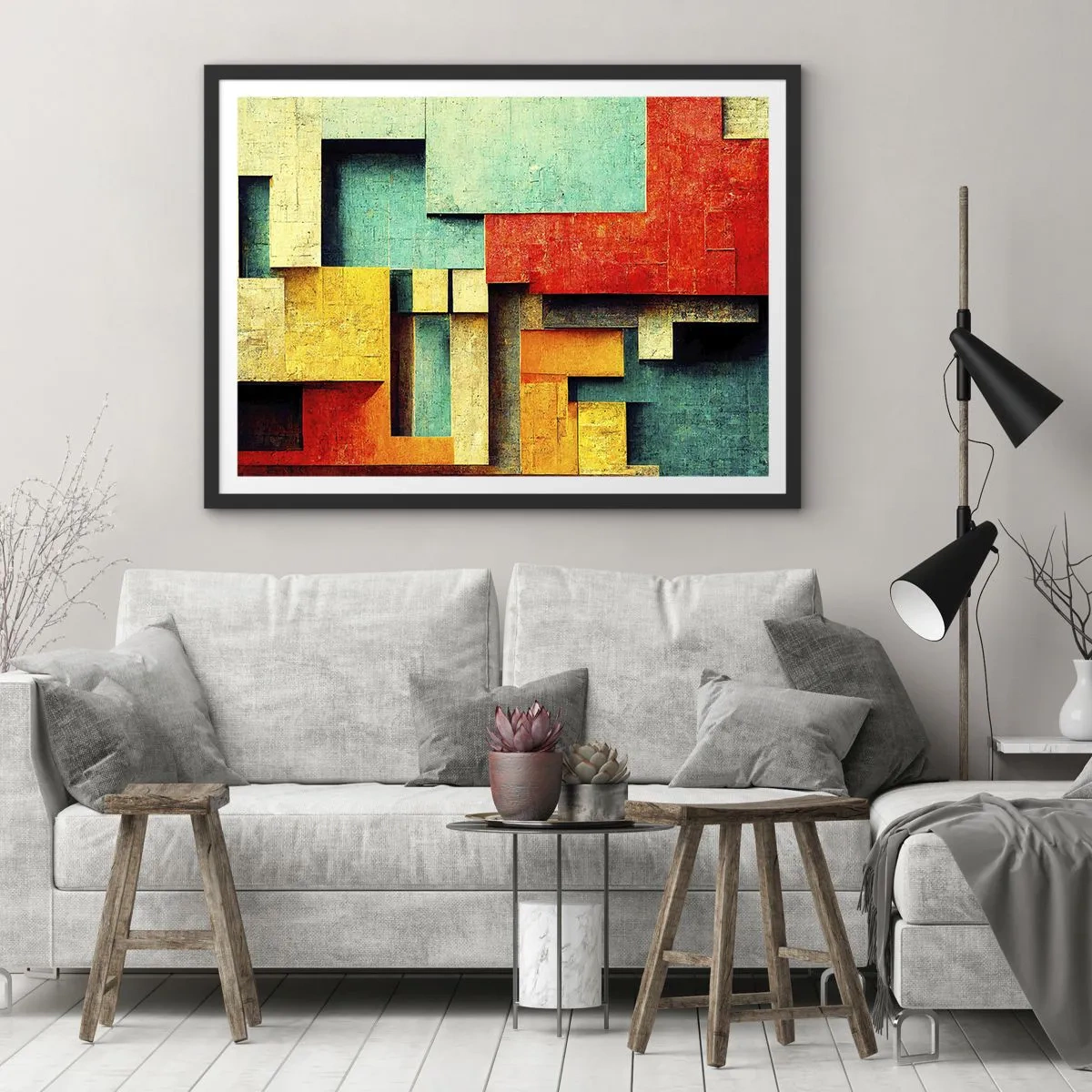 Poster în ramă neagră - Festival de unghiuri drepte - 70x50 cm