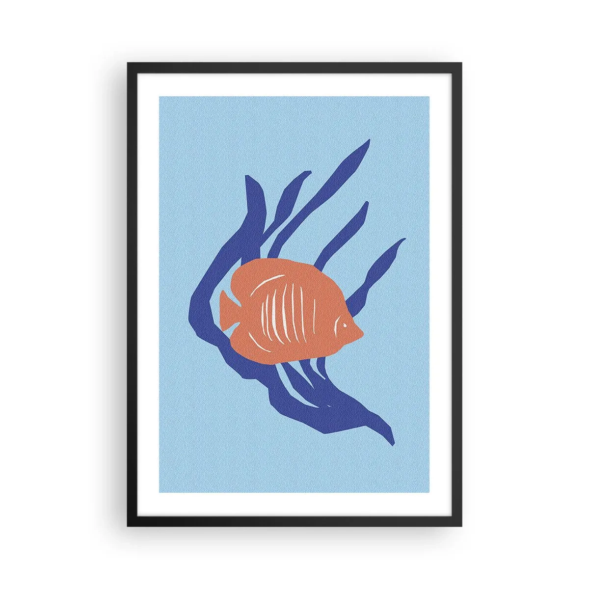 Poster în ramă neagră - Pești tropicali printre plantele marine - 50x70cm - Rezident din apele de corali - Decorațiune modernă pentru perete pentru living și dormitor ARTTOR
