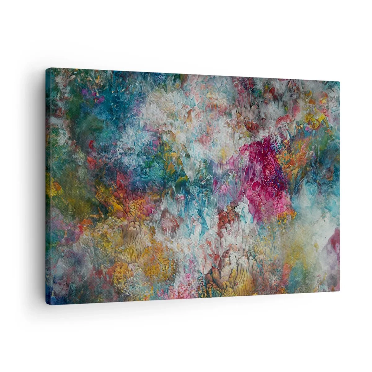 Tablou pe pânză Canvas - O abstracție colorată care seamănă cu flori înflorite - 70x50cm - În plină înflorire - Decorațiune modernă pentru perete pentru living și dormitor ARTTOR