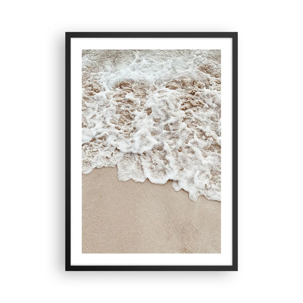 Poster în ramă neagră - Valuri line care se izbesc de nisipul plajei - 50x70cm - Mă întorc imediat - Decorațiune modernă pentru perete pentru living și dormitor ARTTOR