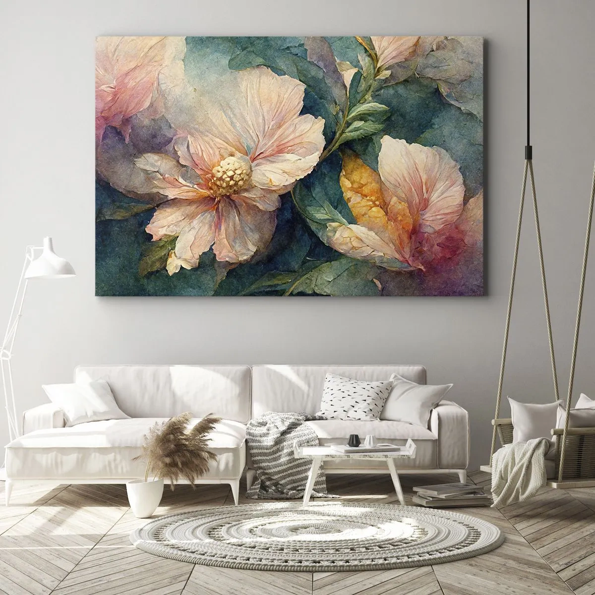 Tablou pe pânză Canvas - Flori delicate în culori pastelate - 70x50cm - Subtilitate pură - Decorațiune modernă pentru perete pentru living și dormitor ARTTOR