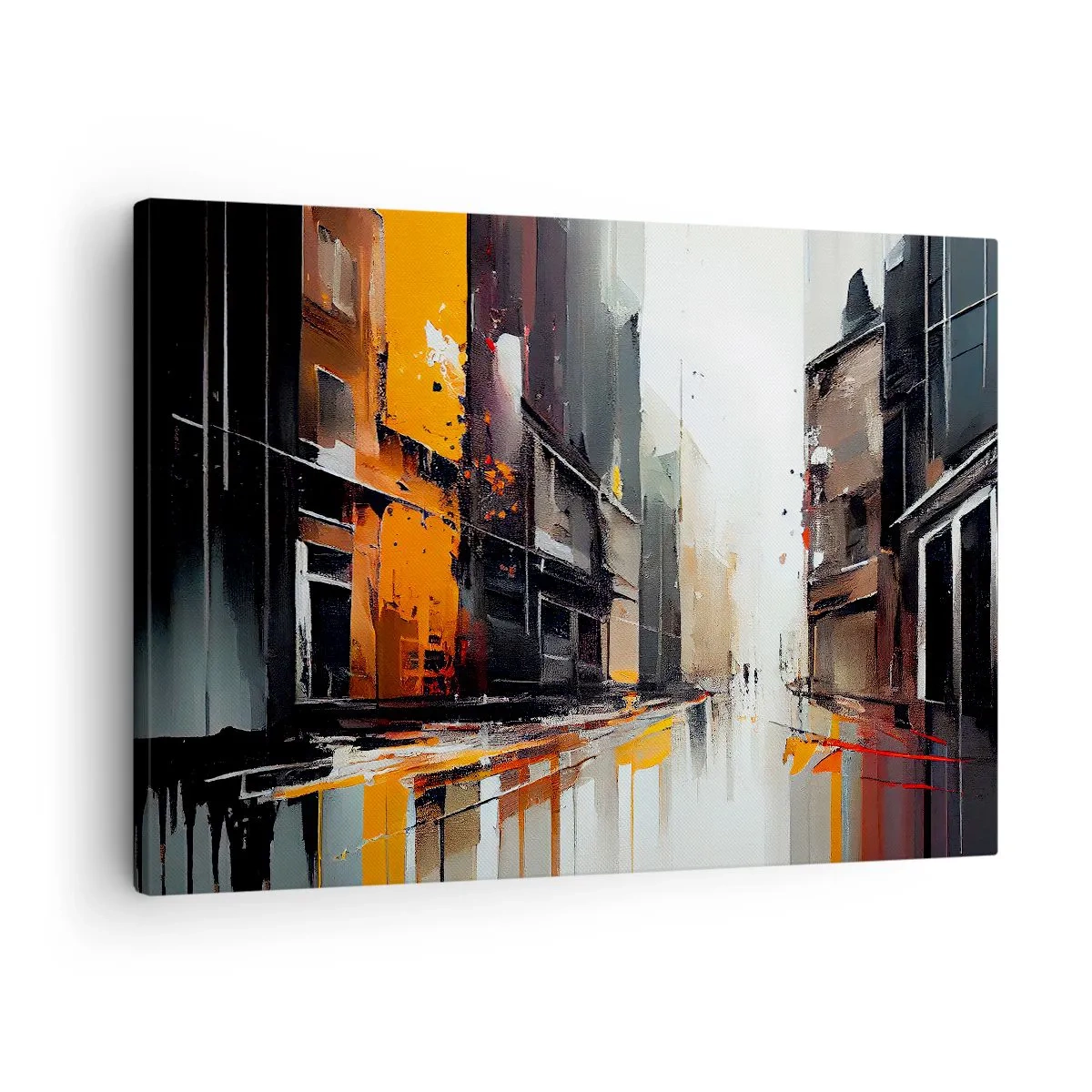 Tablou pe pânză Canvas - Vedere abstractă a unei străzi de oraș în ploaie - 70x50cm - O zi ploioasă - Decorațiune modernă pentru perete pentru living și dormitor ARTTOR
