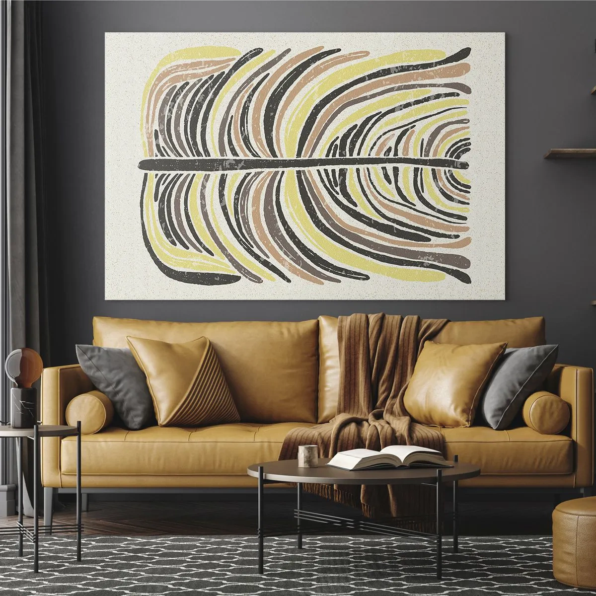 Tablou pe sticlă - Abstracție organică în tonuri calde de pământ pe un fundal deschis - 70x50cm - Abstracția plină de viață - Decorațiune modernă pentru perete pentru living și dormitor ARTTOR