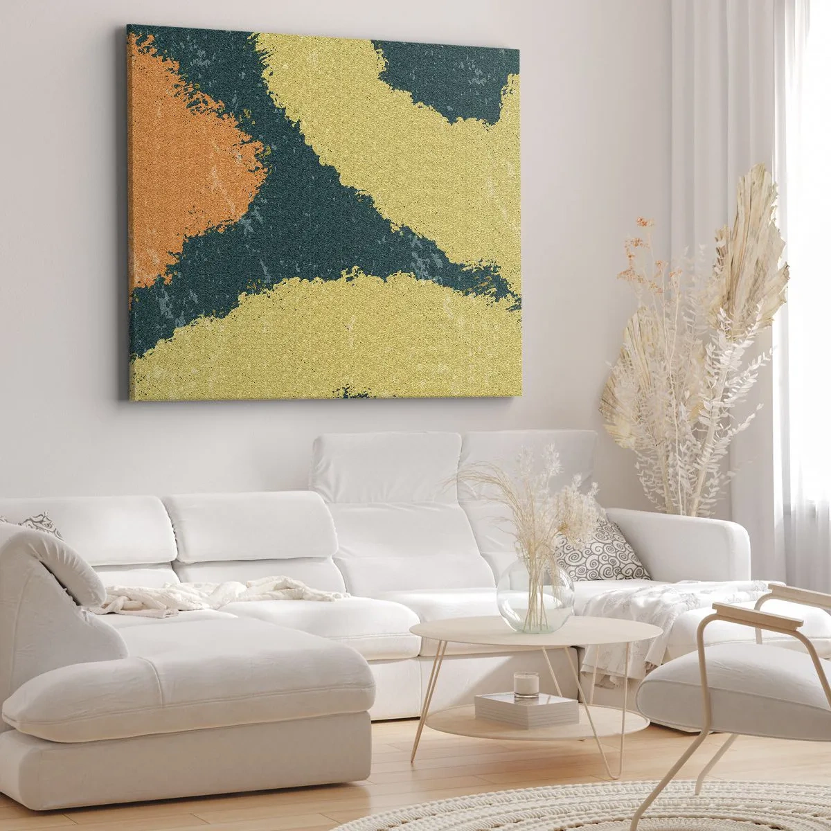 Tablou pe pânză Canvas - Pete abstracte în culori pământii și verzi - 70x50cm - Abstracție - în slow motion - Decorațiune modernă pentru perete pentru living și dormitor ARTTOR