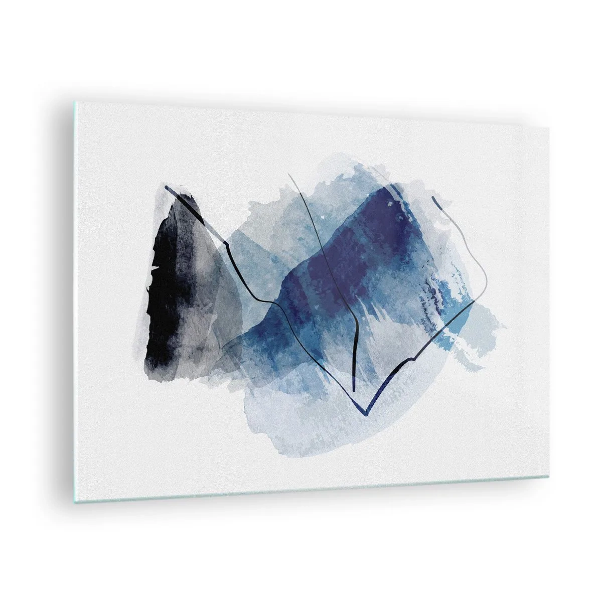 Tablou pe sticlă - Compoziție abstractă în nuanțe de albastru - 70x50cm - Iceberg - Decorațiune modernă pentru perete pentru living și dormitor ARTTOR