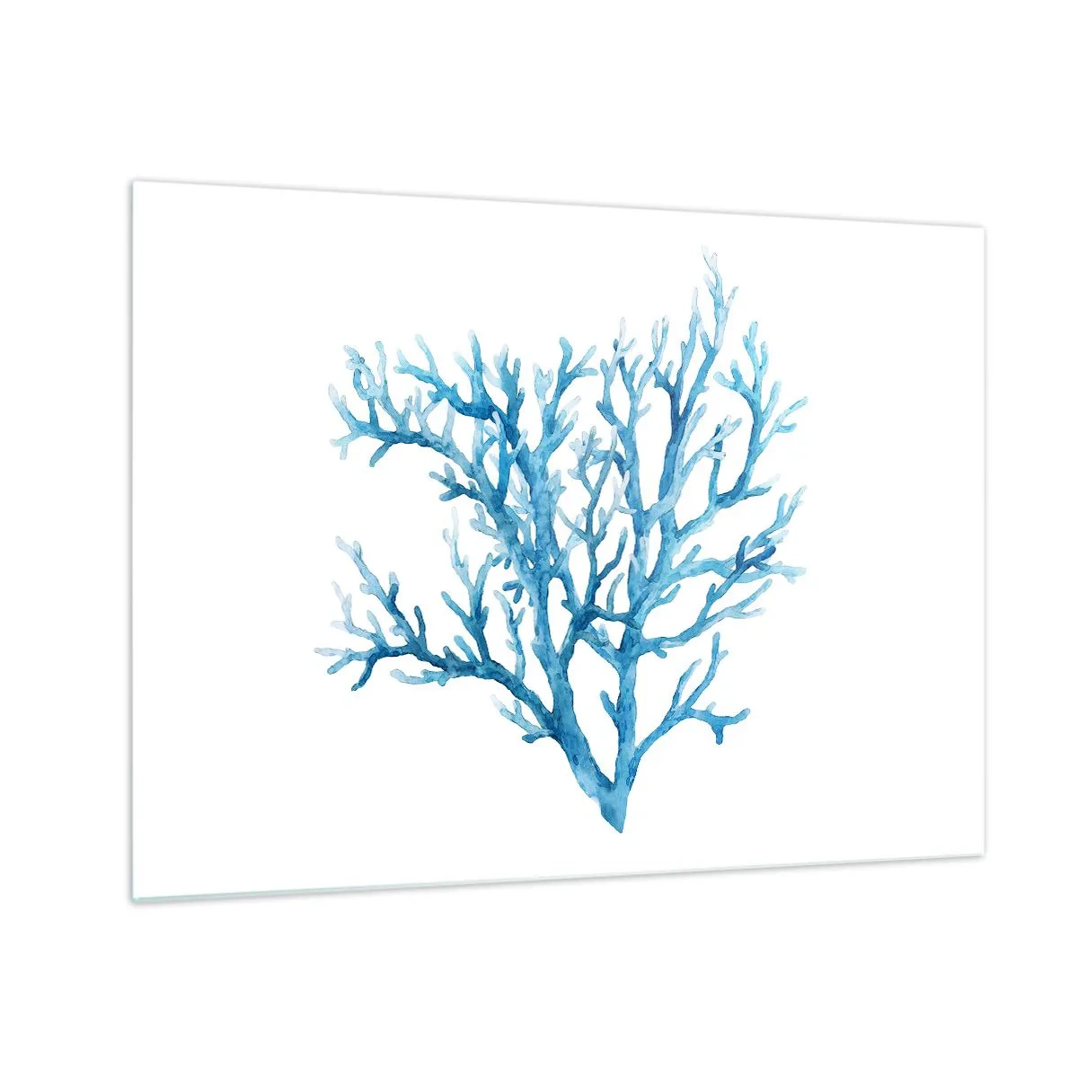Tablou pe sticlă - O acuarelă delicată înfățișând coral albastru - 70x50cm - Filigranul marin - Decorațiune modernă pentru perete pentru living și dormitor ARTTOR