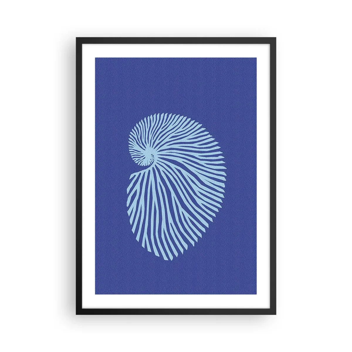 Poster în ramă neagră - Grafică stilizată în formă de cochilie într-un aranjament spiralat - 50x70cm - Nașterea cochiliei - Decorațiune modernă pentru perete pentru living și dormitor ARTTOR