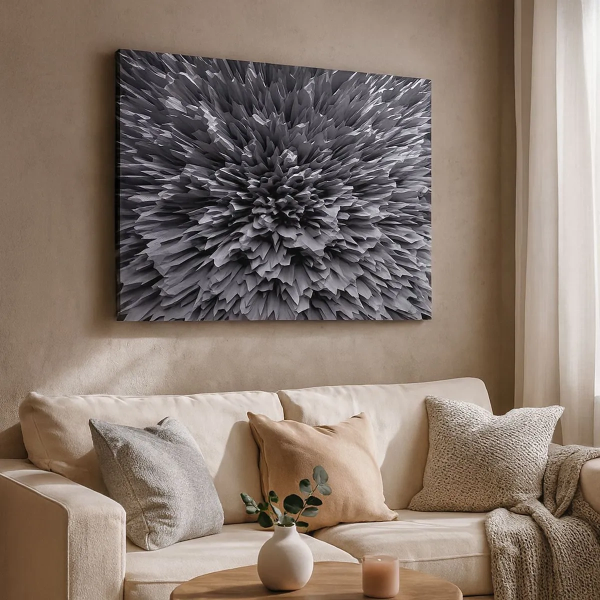 Tablou pe pânză Canvas - Structură abstractă în nuanțe de gri - 70x50cm - Mai ascuțit nu se poate - Decorațiune modernă pentru perete pentru living și dormitor ARTTOR
