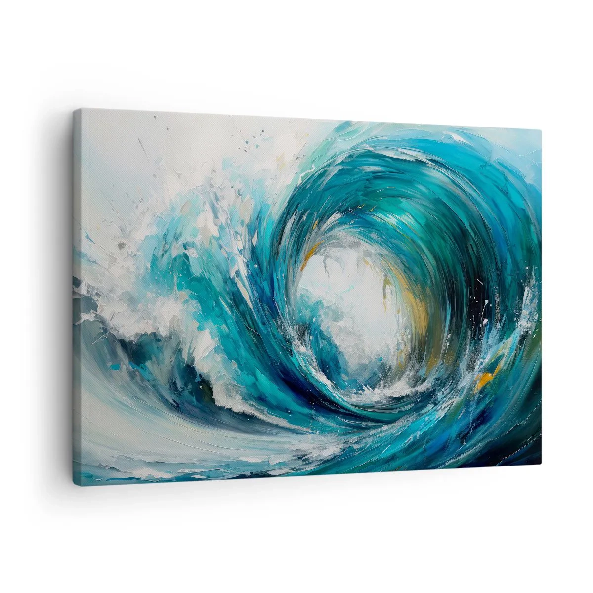 Tablou pe pânză Canvas - Un val dinamic în nuanțe de albastru și turcoaz - 70x50cm - Portal maritim - Decorațiune modernă pentru perete pentru living și dormitor ARTTOR
