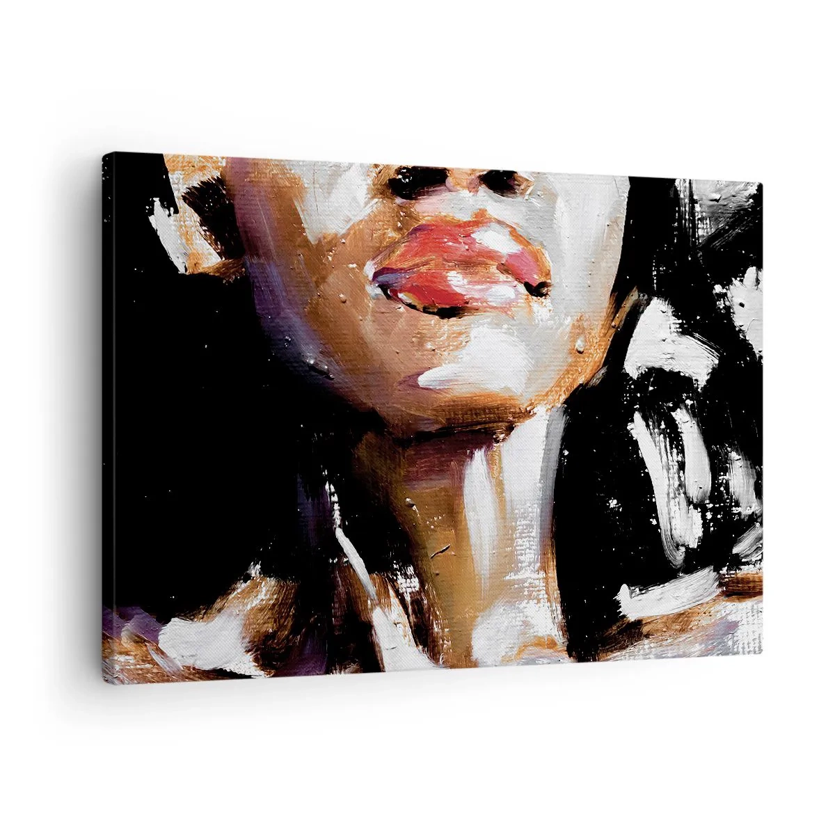 Tablou pe pânză Canvas - Portret de femeie într-un stil pictural expresiv pe un fundal întunecat - 70x50cm - Mândrie fără prejudecăți - Decorațiune modernă pentru perete pentru living și dormitor ARTTOR