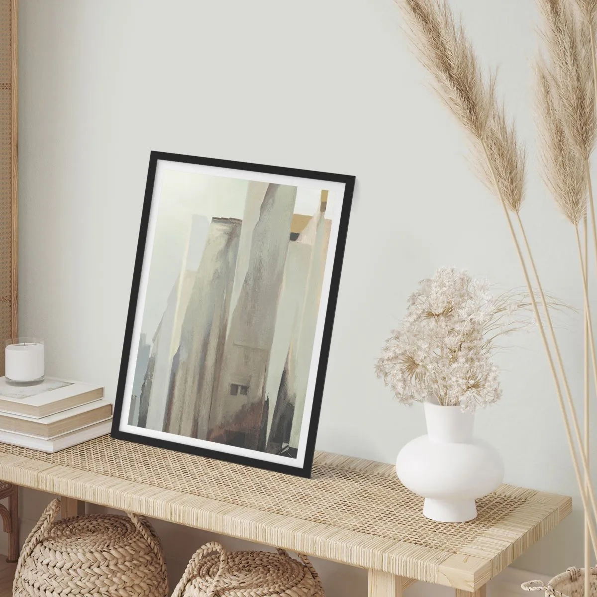 Poster în ramă neagră - Arhitectură abstractă în culori discrete - 50x70cm - Vis urban - Decorațiune modernă pentru perete pentru living și dormitor ARTTOR