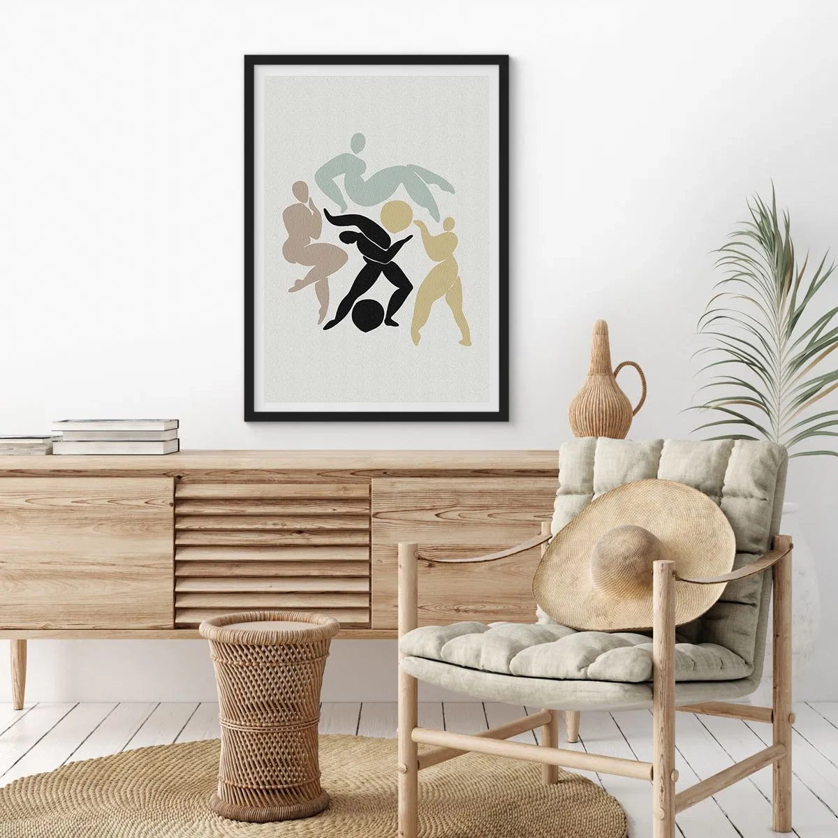 Poster în ramă neagră - Siluete abstracte ale unor figuri în mișcare dinamică - 50x70cm - Mișcarea pentru sănătate și frumusețe - Decorațiune modernă pentru perete pentru living și dormitor ARTTOR