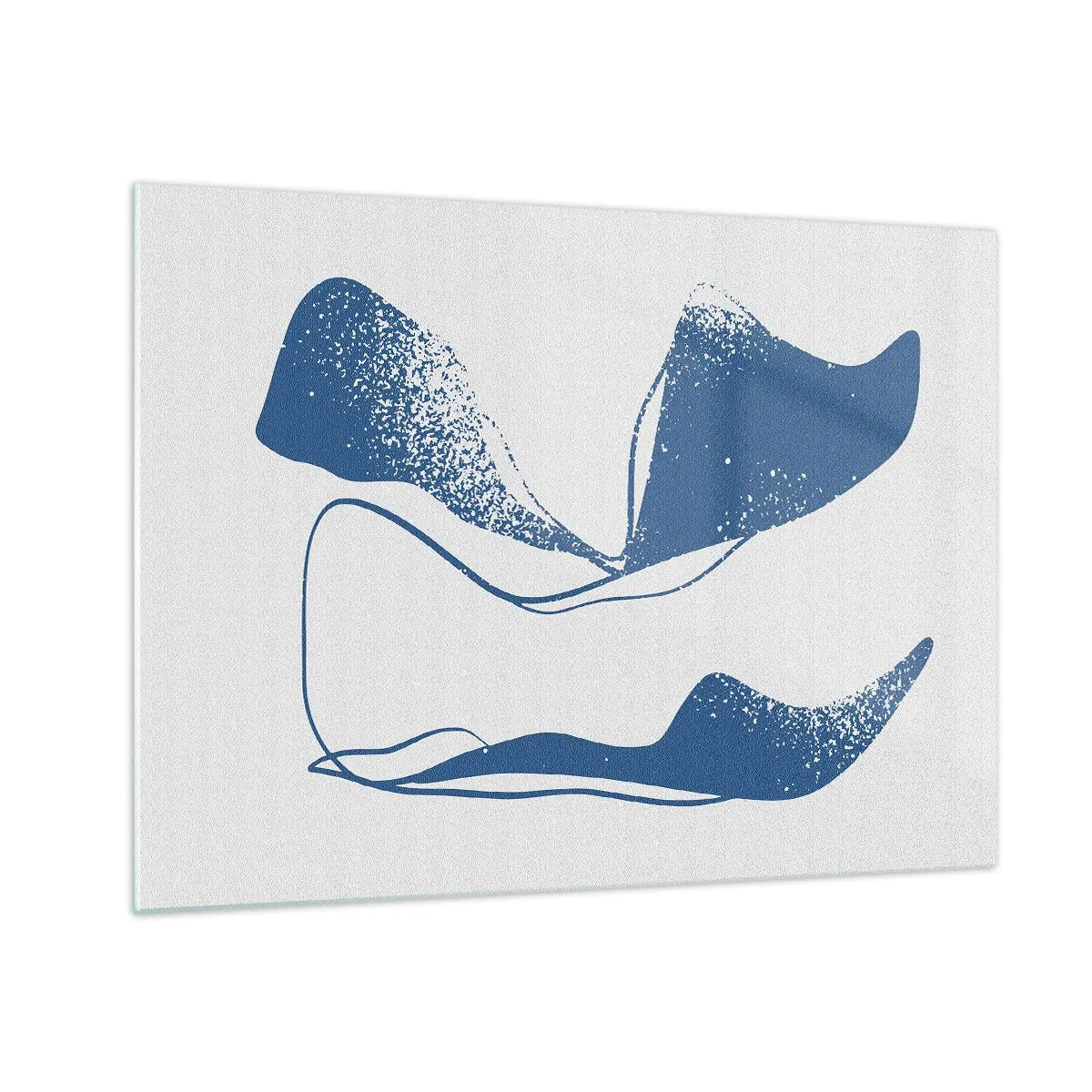 Tablou pe sticlă - Forme abstracte bleumarin care seamănă cu aripi - 70x50cm - Abstracție înaripată - Decorațiune modernă pentru perete pentru living și dormitor ARTTOR