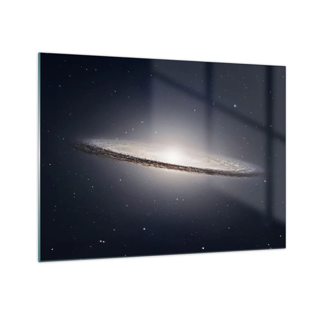 Tablou pe sticlă - O galaxie spirală plutind în spațiu - 70x50cm - Cu mult timp în urmă, într-o galaxie foarte, foarte îndepărtată... - Decorațiune modernă pentru perete pentru living și dormitor ARTTOR