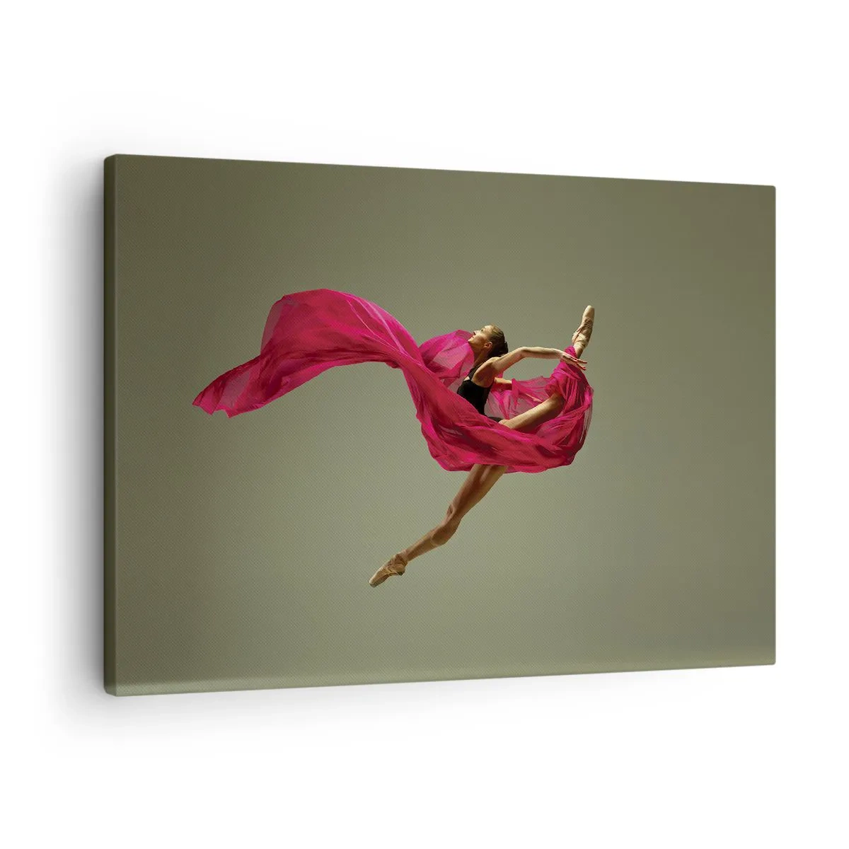 Tablou pe pânză Canvas - Dansator de balet într-o poză dinamică cu material roz - 70x50cm - Flacără dansatoare - Decorațiune modernă pentru perete pentru living și dormitor ARTTOR