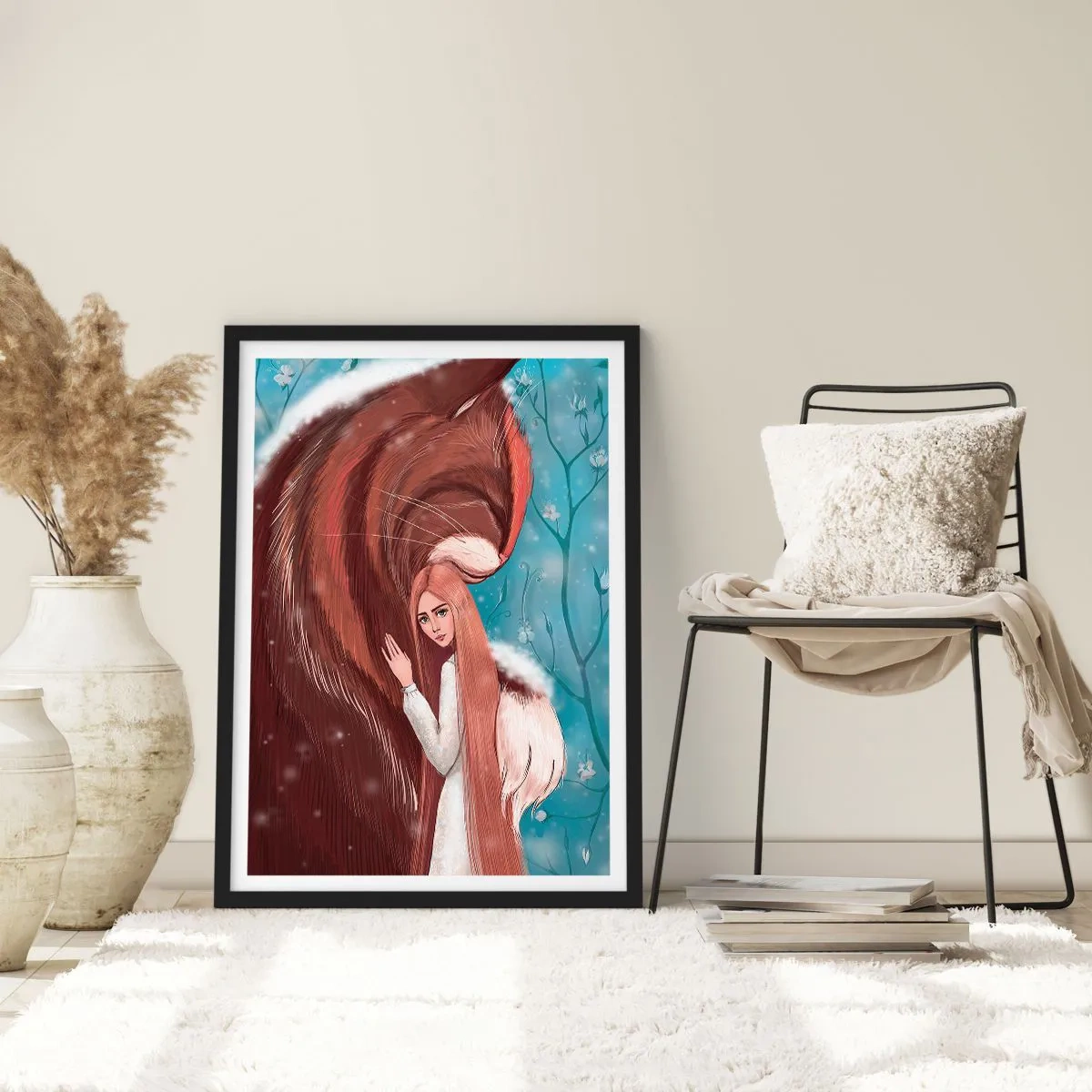 Poster în ramă neagră - O prezență simțită - 50x70cm - Bun venit în basm - Decorațiune modernă pentru perete pentru living și dormitor ARTTOR