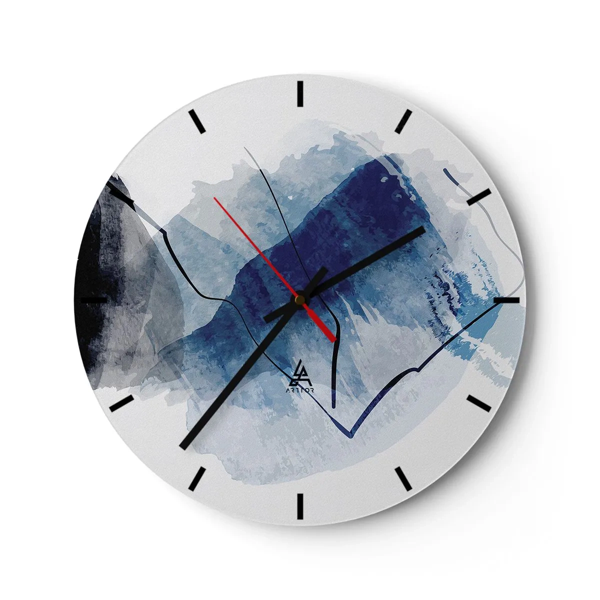 Ceas de perete - Ceas pe sticlă - O formă abstractă albastră care seamănă cu un aisberg - 30x30cm - Iceberg - Decorațiune modernă pentru perete pentru living, bucătărie și dormitor ARTTOR