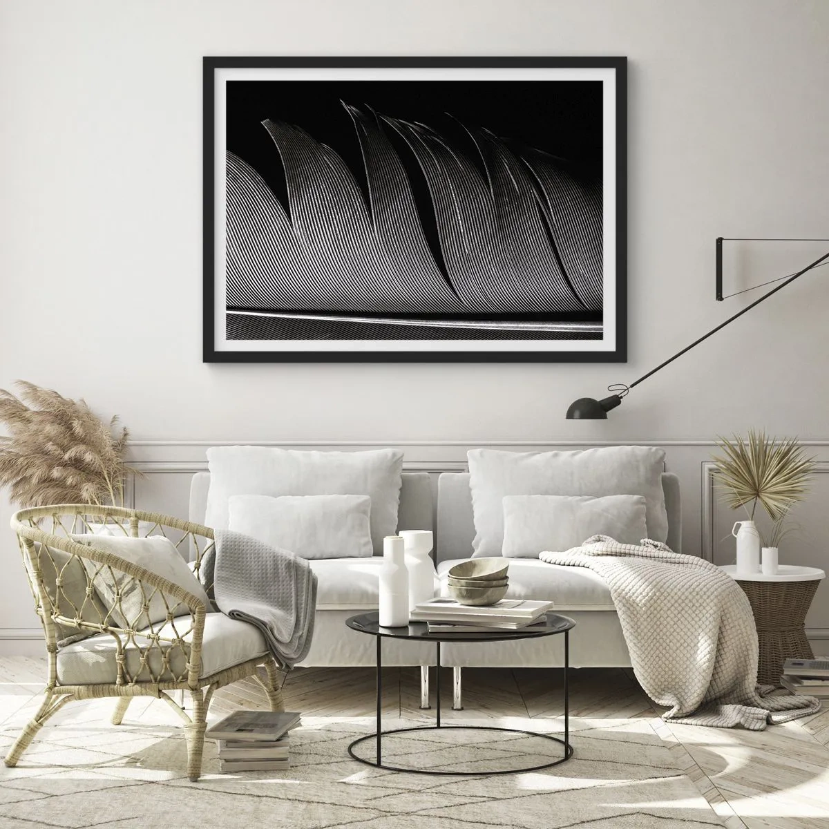 Poster în ramă neagră - Pana - o construcție minunată - 70x50 cm