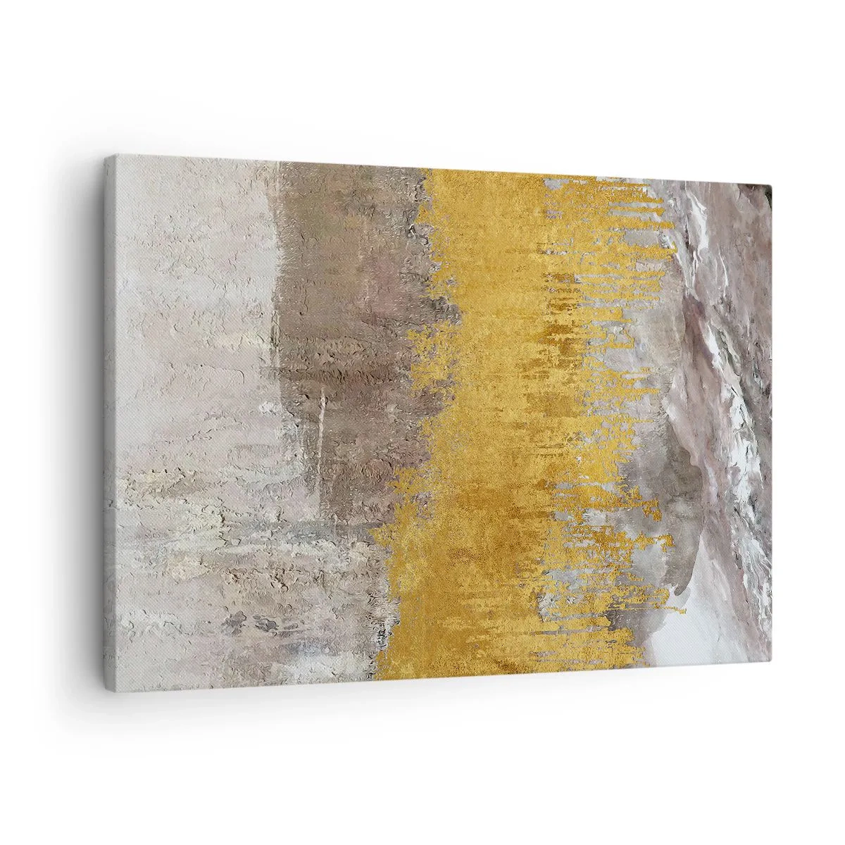Tablou pe pânză Canvas - Model abstract auriu și bej - 70x50cm - O suflare de aur - Decorațiune modernă pentru perete pentru living și dormitor ARTTOR