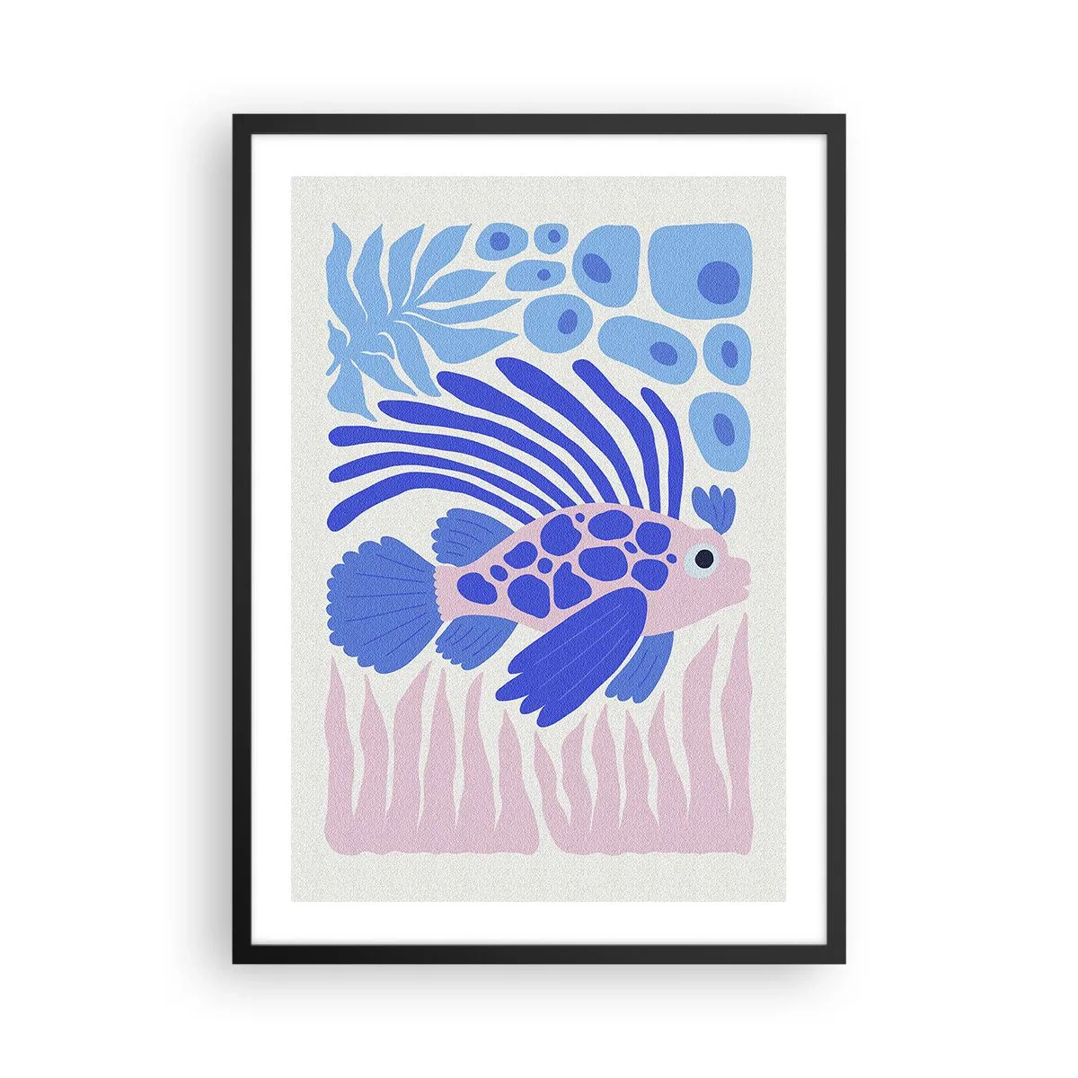 Poster în ramă neagră - Pești exotici stilizați într-un cadru subacvatic - 50x70cm - Eliberat - Decorațiune modernă pentru perete pentru living și dormitor ARTTOR