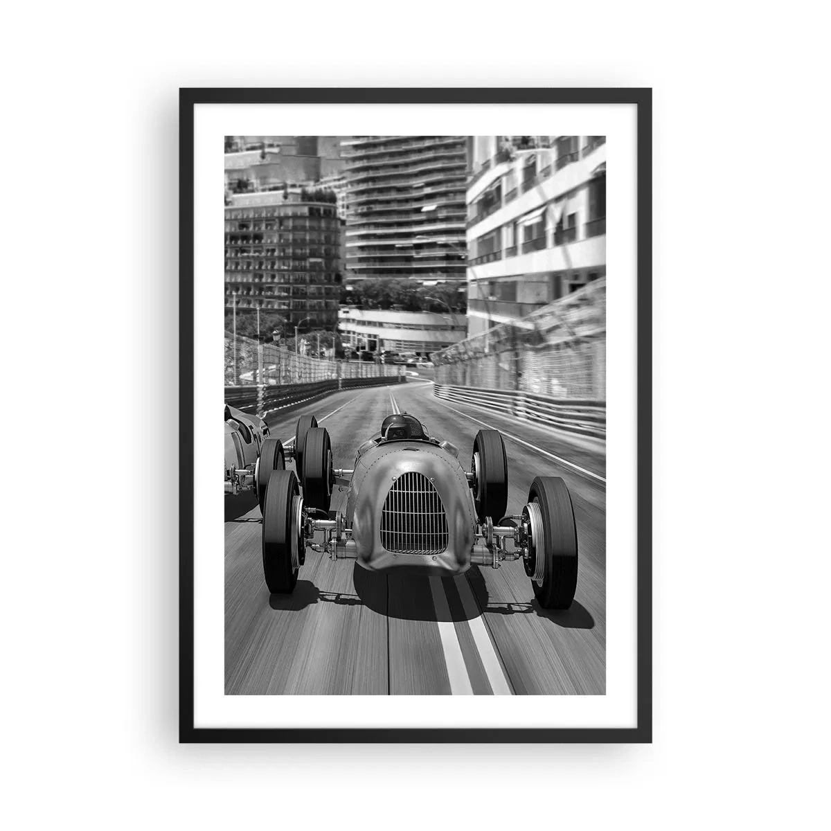 Poster în ramă neagră - Curse auto istorice de la Monte Carlo - 50x70cm - A fost odată ca niciodată în Monte Carlo - Decorațiune modernă pentru perete pentru living și dormitor ARTTOR