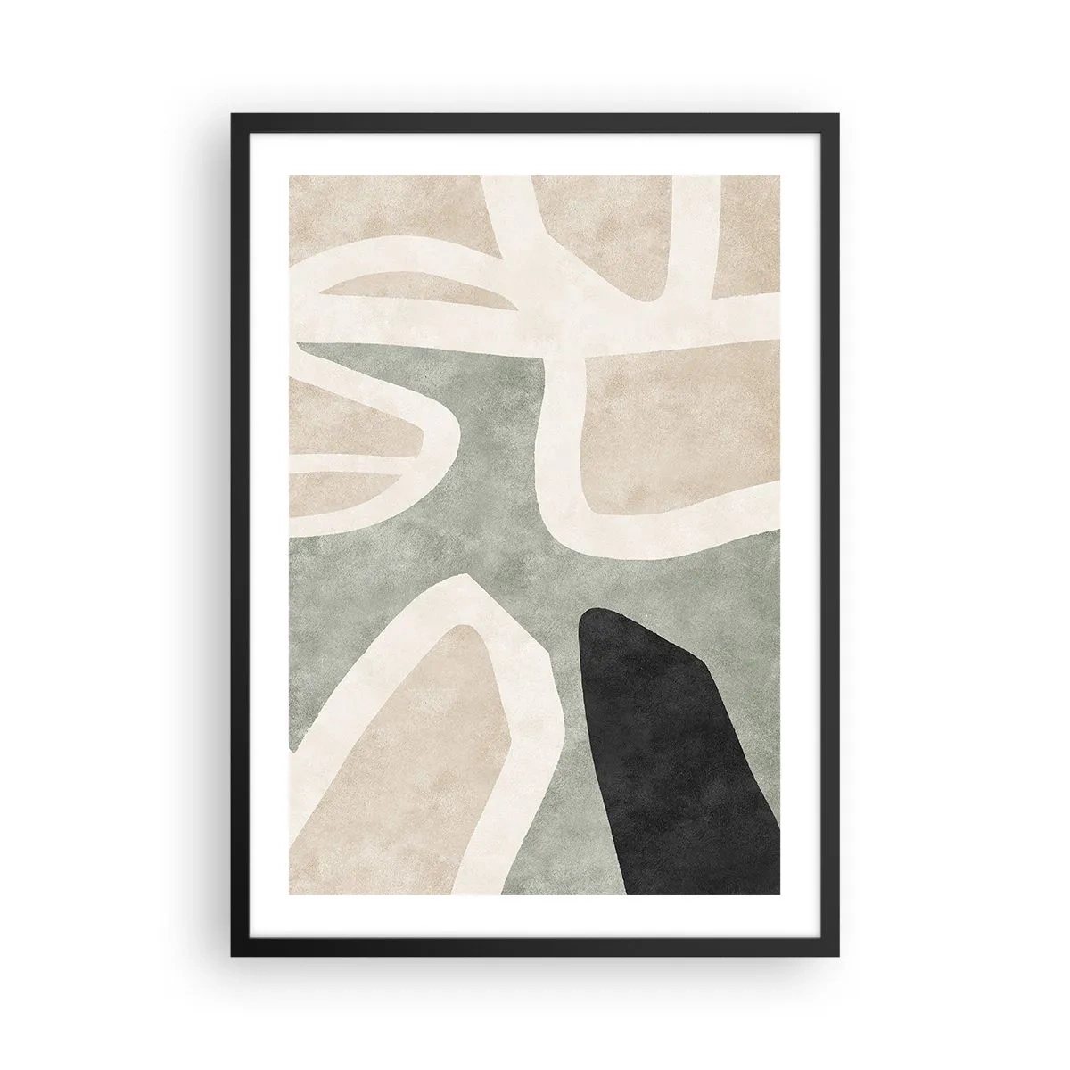 Poster în ramă neagră - Armonie abstractă a culorilor - 50x70cm - Compoziție cu motiv negru - Decorațiune modernă pentru perete pentru living și dormitor ARTTOR