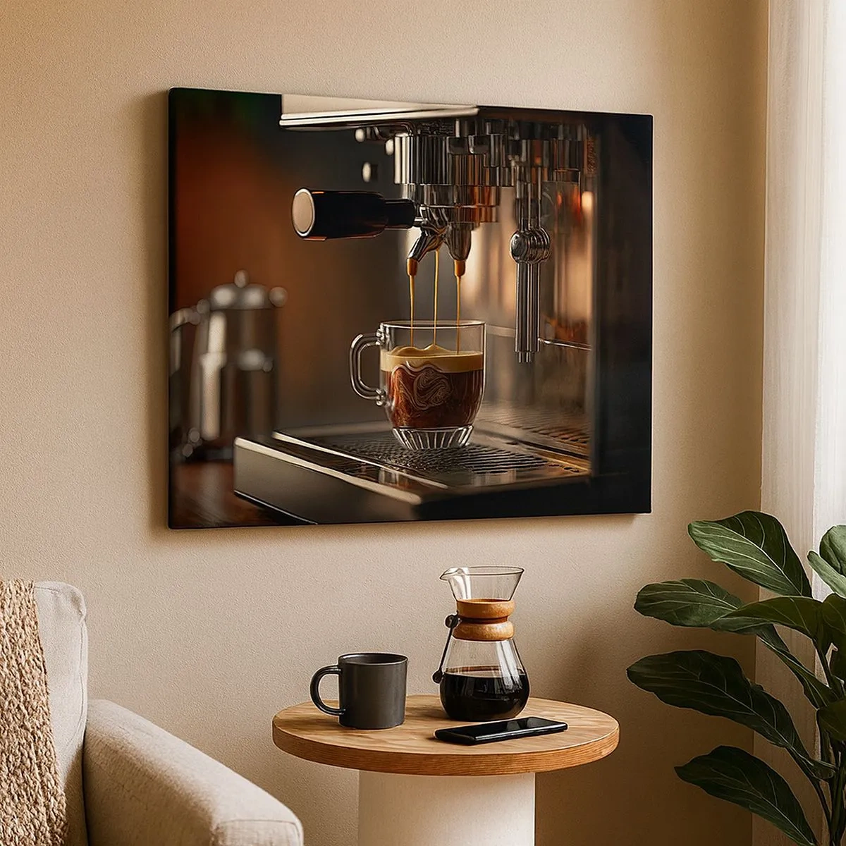 Tablou pe pânză Canvas - Espressor aromatic - 70x50cm - Băutură senzuală - Decorațiune modernă pentru perete pentru living și dormitor ARTTOR