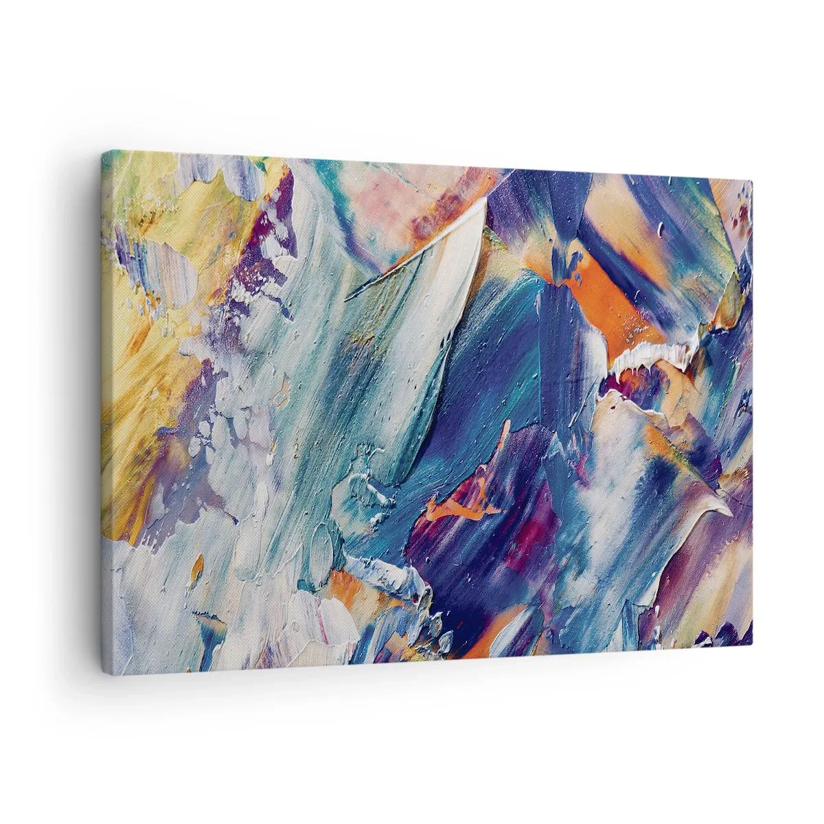 Tablou pe pânză Canvas - Abstracție colorată cu textură de vopsea acrilică - 70x50cm - Confuzie de culori - Decorațiune modernă pentru perete pentru living și dormitor ARTTOR