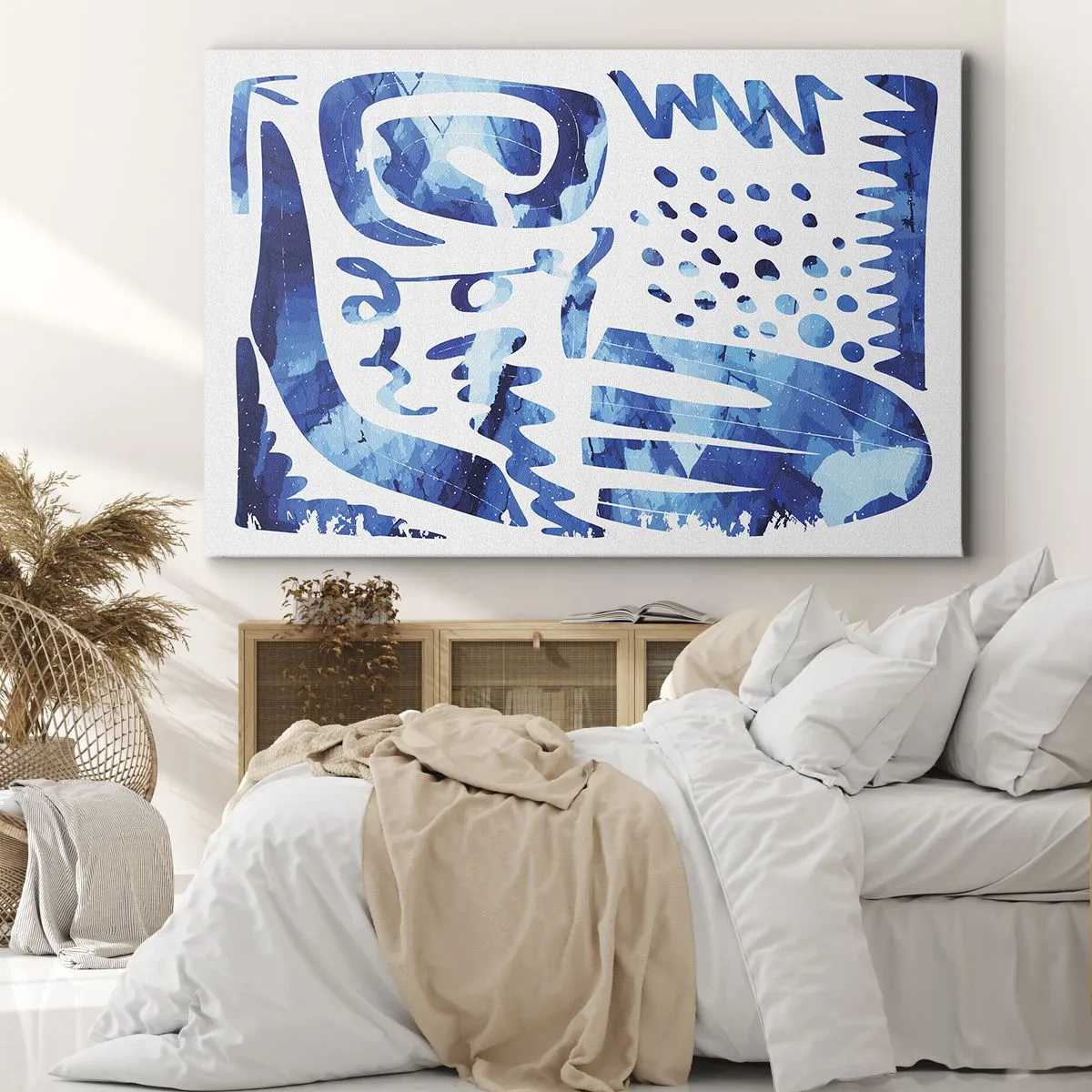 Tablou pe pânză Canvas - Model abstract în nuanțe de albastru - 70x50cm - Înapoi la rădăcini - Decorațiune modernă pentru perete pentru living și dormitor ARTTOR