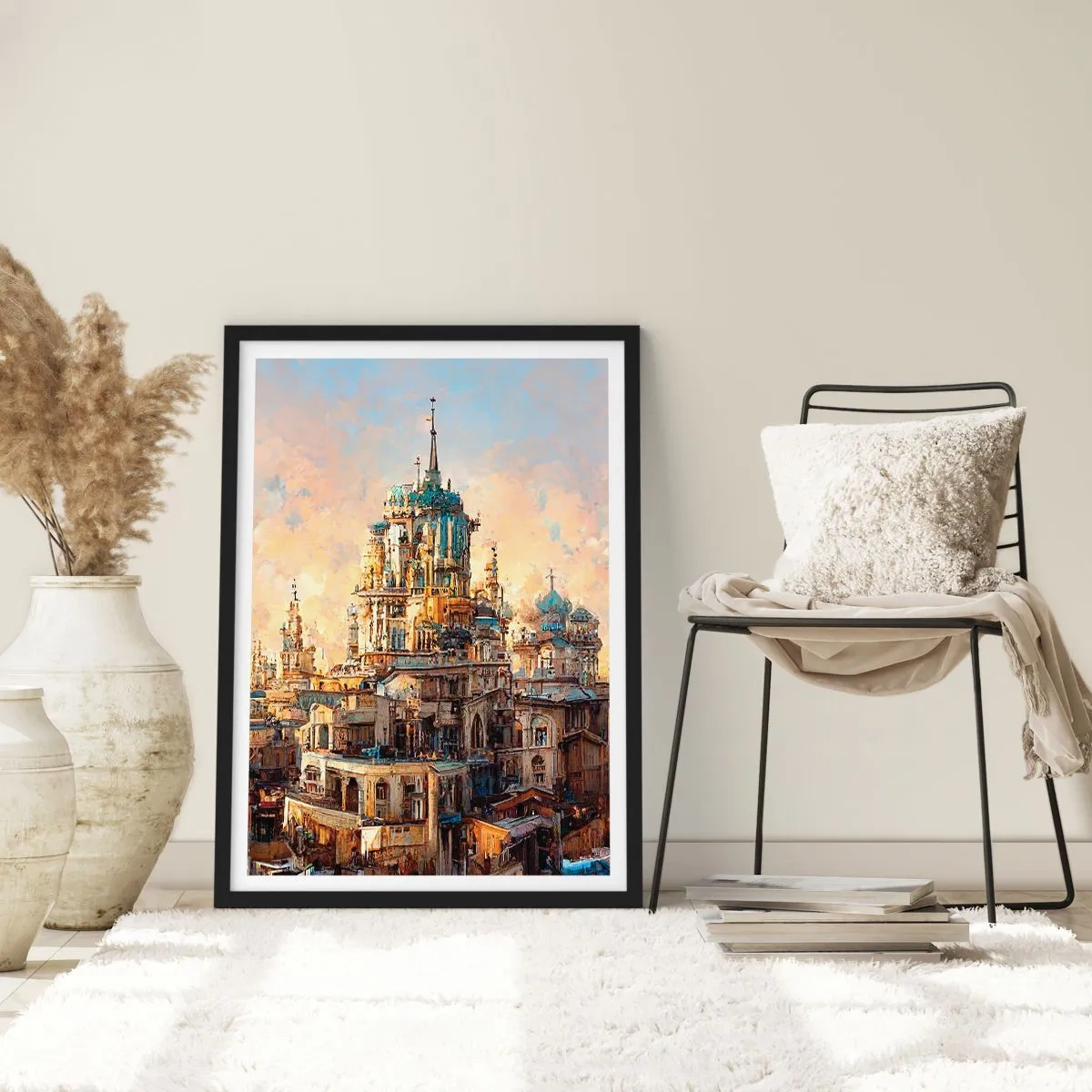 Poster în ramă neagră - Arhitectură monumentală în culori calde - 50x70cm - Orașul tuturor orașelor - Decorațiune modernă pentru perete pentru living și dormitor ARTTOR