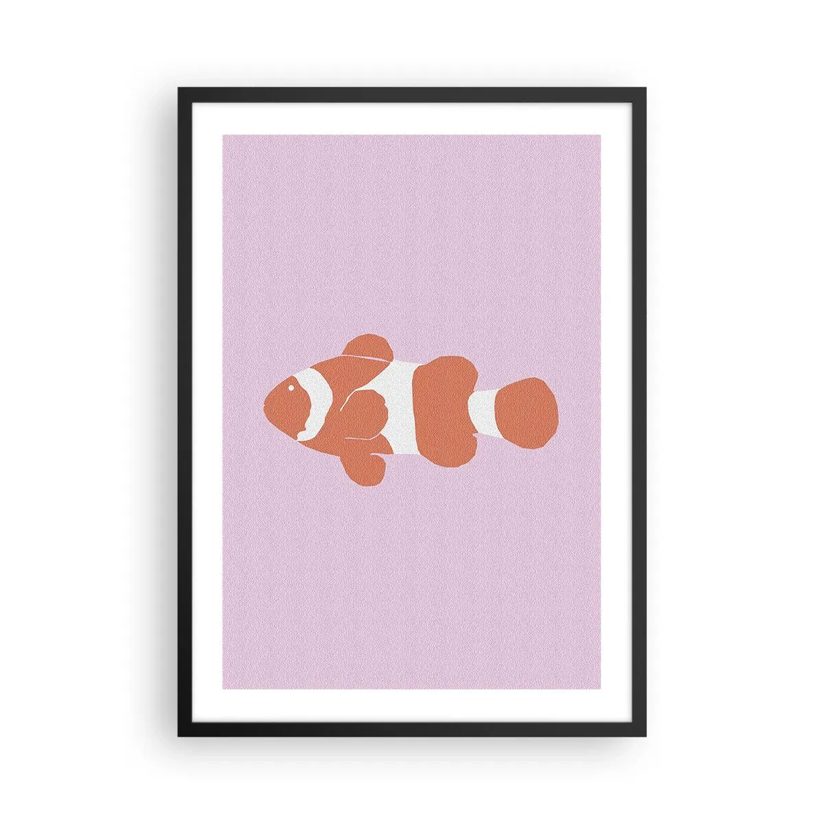 Poster în ramă neagră - Pește clovn portocaliu pe fundal violet - 50x70cm - Coralul îi vine bine - Decorațiune modernă pentru perete pentru living și dormitor ARTTOR