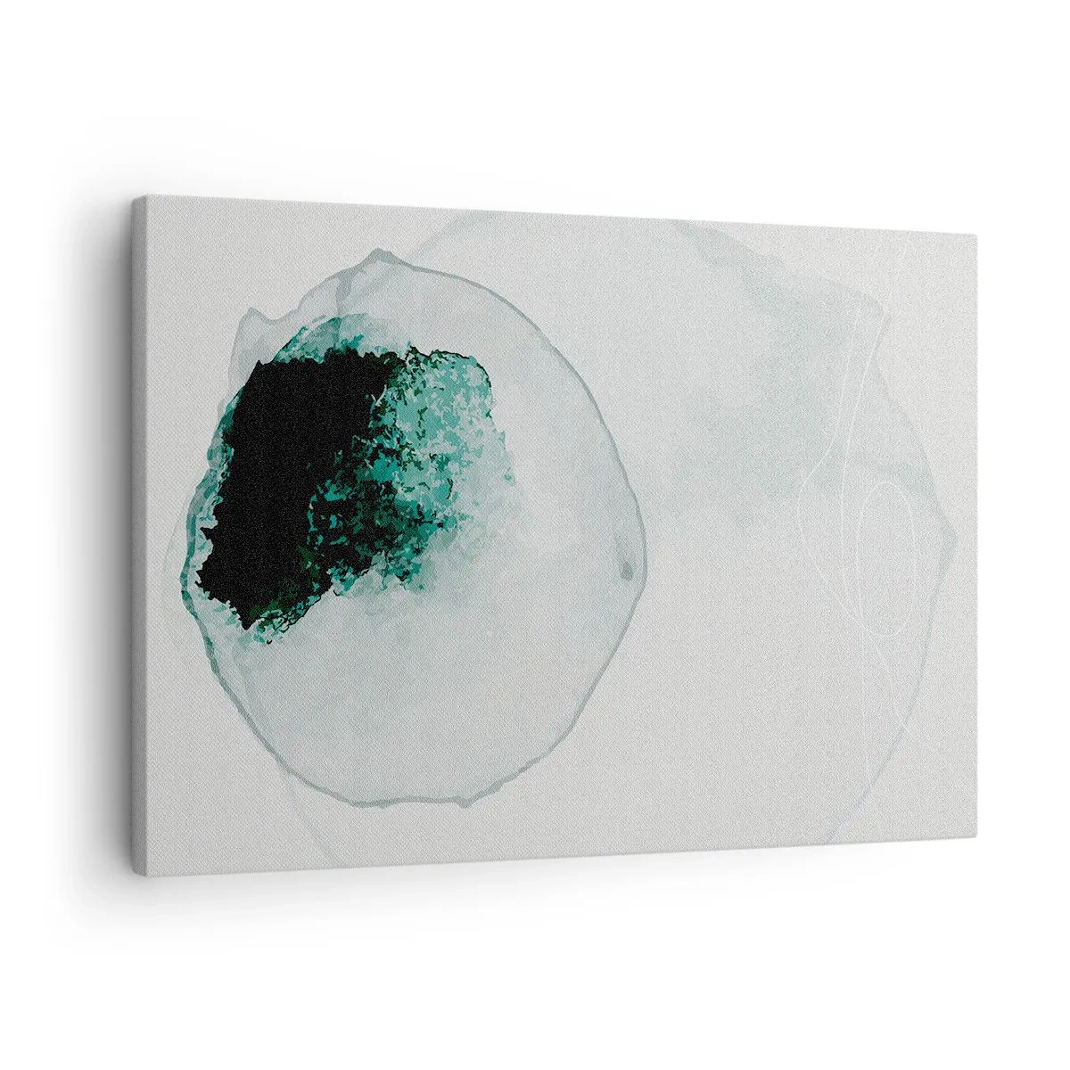 Tablou pe pânză Canvas - Picătură de apă abstractă cu nuanțe de verde și negru - 70x50cm - Într-o picătură de apă - Decorațiune modernă pentru perete pentru living și dormitor ARTTOR