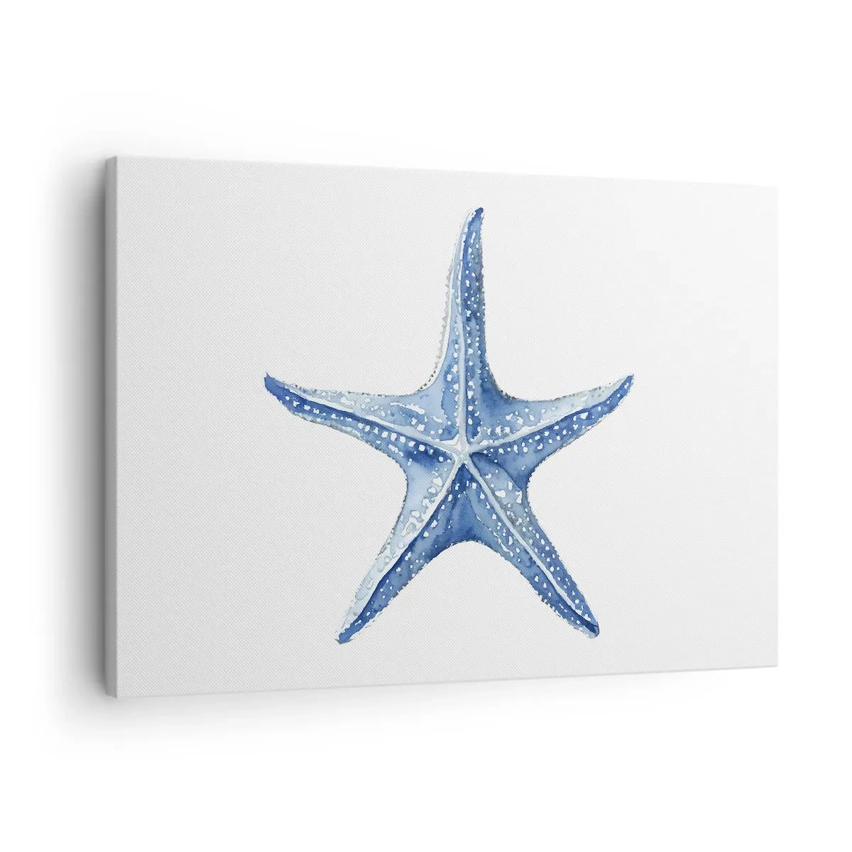 Tablou pe pânză Canvas - Stea de mare albastră pe fundal alb, în stil minimalist - 70x50cm - Steaua mării - Decorațiune modernă pentru perete pentru living și dormitor ARTTOR