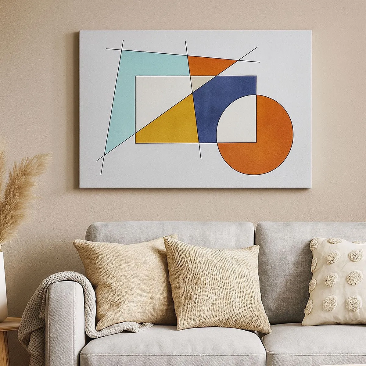 Tablou pe pânză Canvas - O compoziție modernistă de forme geometrice și culori - 70x50cm - Abstracție: distracție modernistă - Decorațiune modernă pentru perete pentru living și dormitor ARTTOR