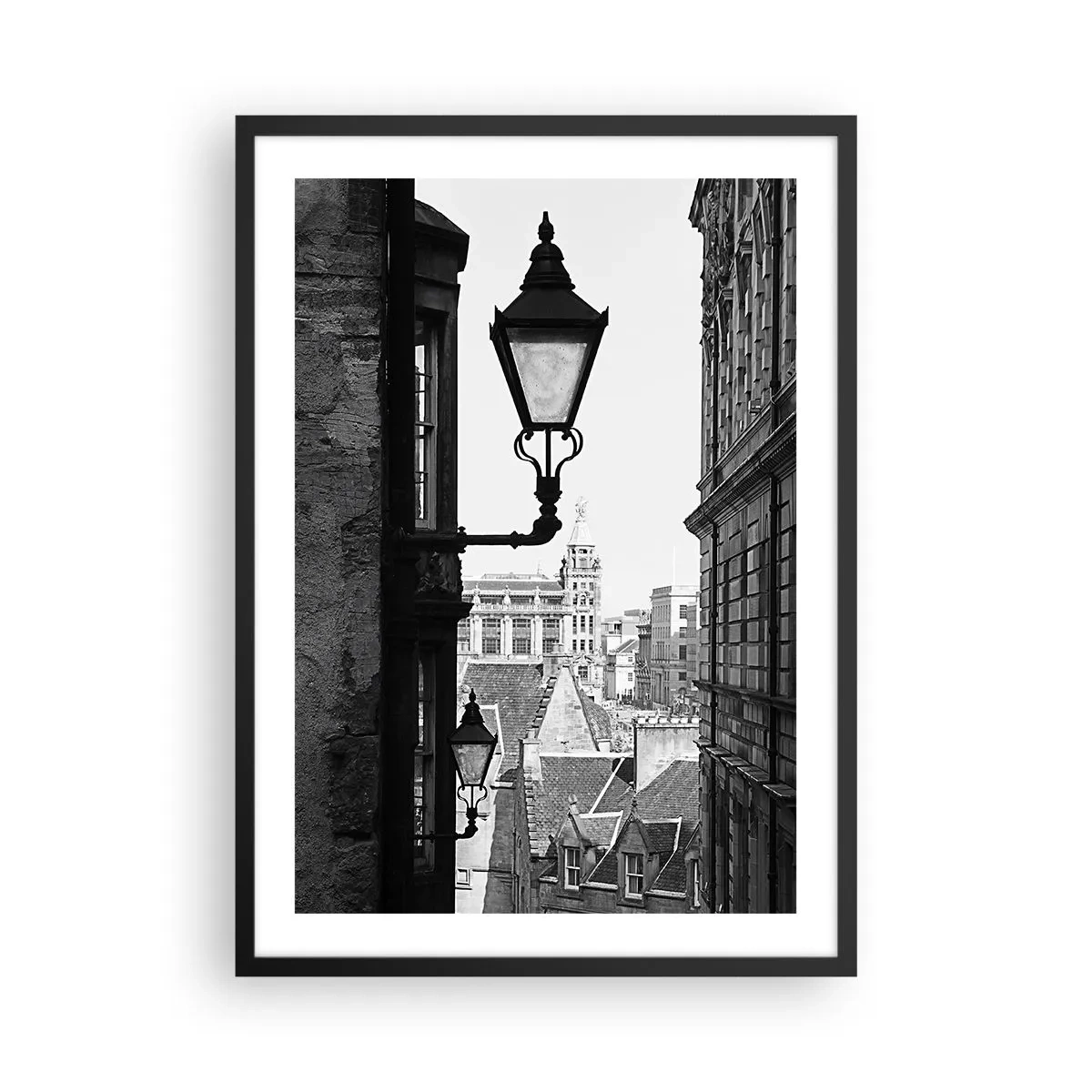 Poster în ramă neagră - Farmecul străzilor înguste - 50x70cm - O poveste din Edinburgh - Decorațiune modernă pentru perete pentru living și dormitor ARTTOR