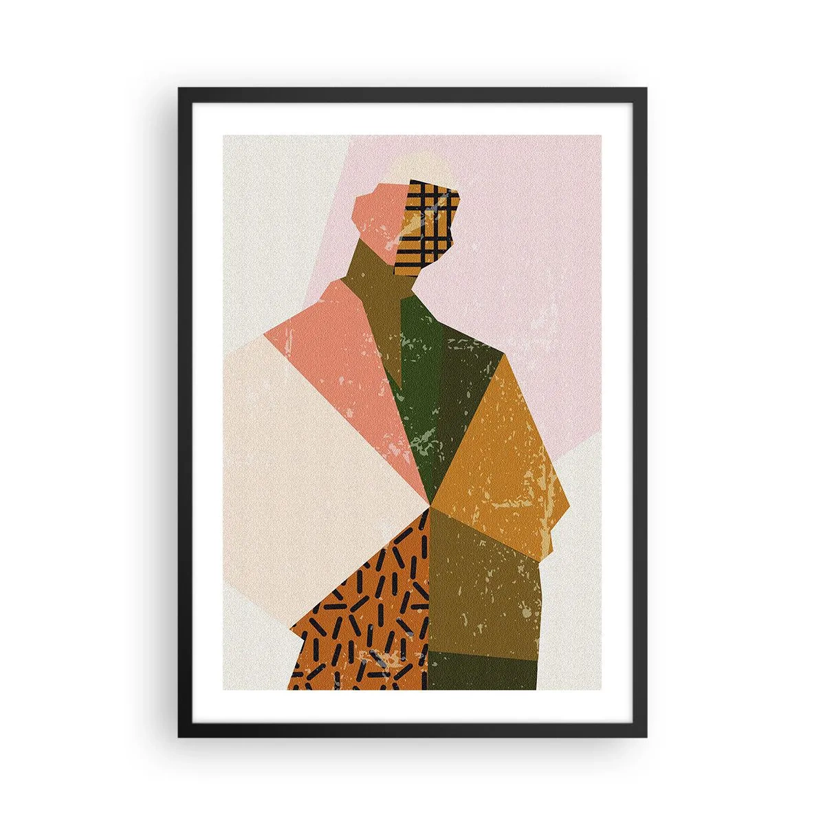 Poster în ramă neagră - Siluetă abstractă în forme geometrice - 50x70cm - Omul - o ființă complexă - Decorațiune modernă pentru perete pentru living și dormitor ARTTOR