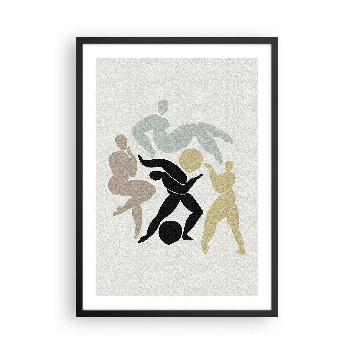 Poster în ramă neagră - Siluete abstracte ale unor figuri în mișcare dinamică - 50x70cm - Mișcarea pentru sănătate și frumusețe - Decorațiune modernă pentru perete pentru living și dormitor ARTTOR