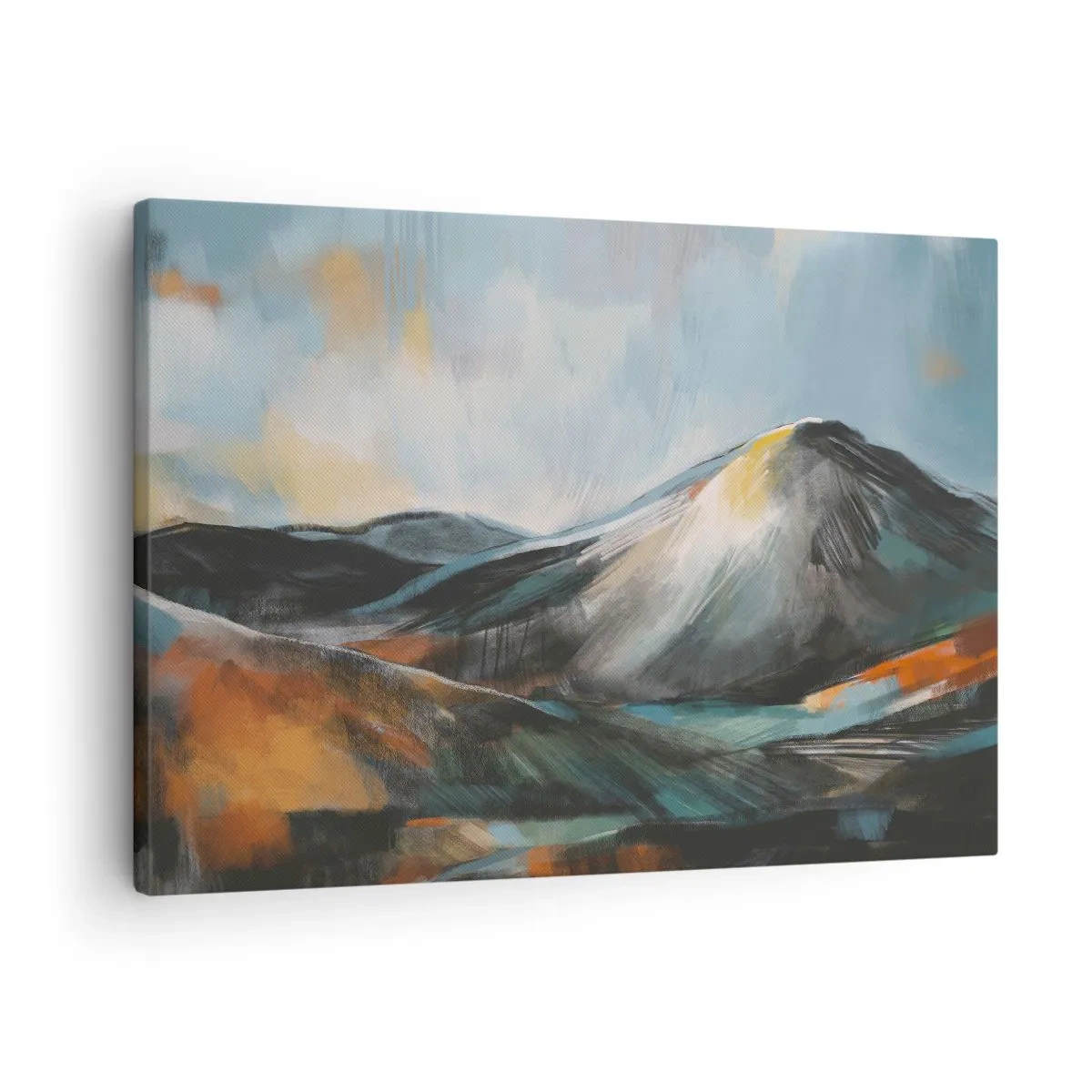 Tablou pe pânză Canvas - Peisaj montan abstract în nuanțe calde - 70x50cm - Dure și frumoase - Decorațiune modernă pentru perete pentru living și dormitor ARTTOR