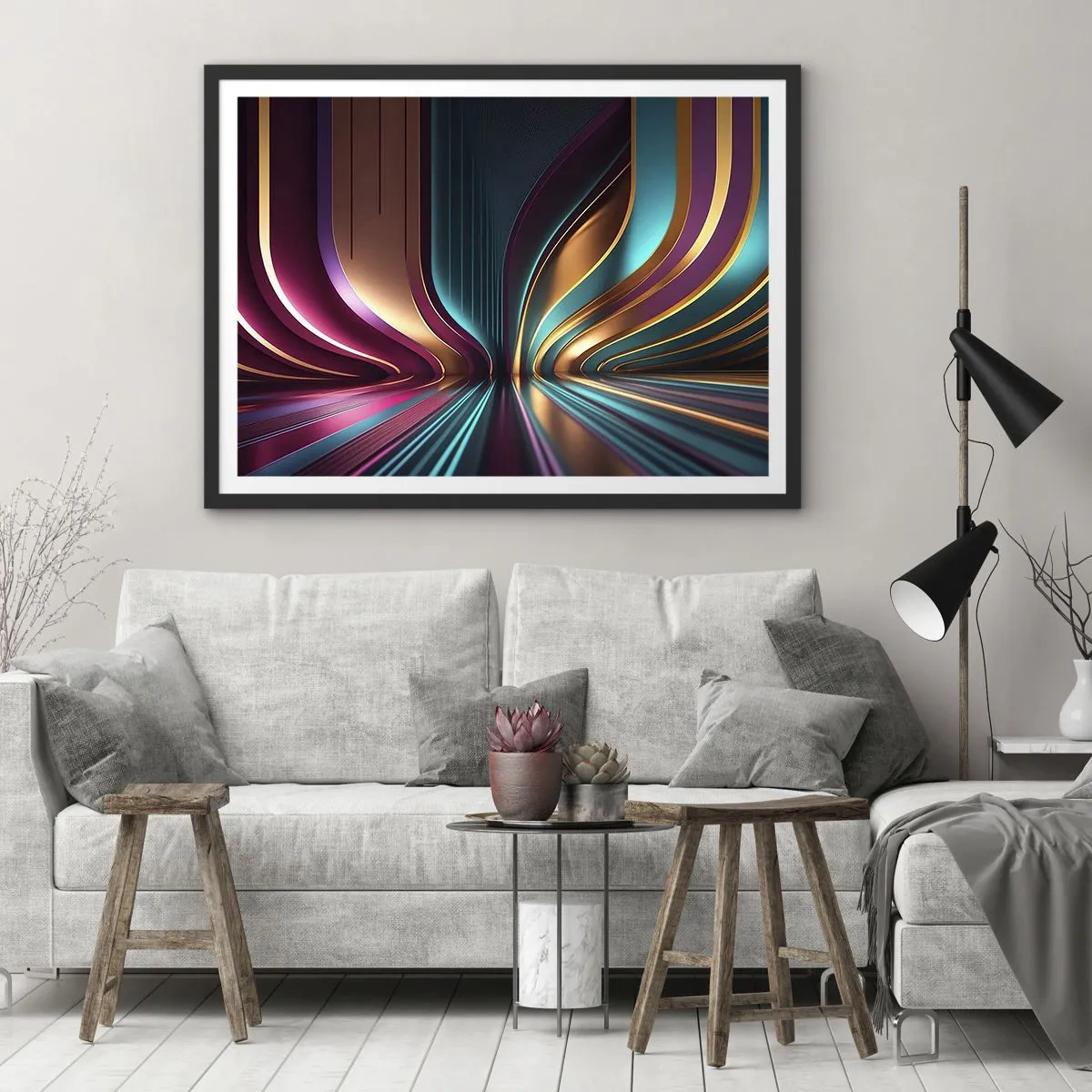 Poster în ramă neagră - Arhitectură de lumină - 70x50 cm