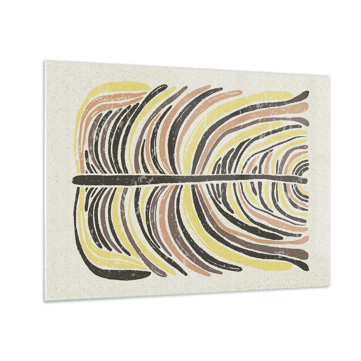 Tablou pe sticlă - Abstracție organică în tonuri calde de pământ pe un fundal deschis - 70x50cm - Abstracția plină de viață - Decorațiune modernă pentru perete pentru living și dormitor ARTTOR